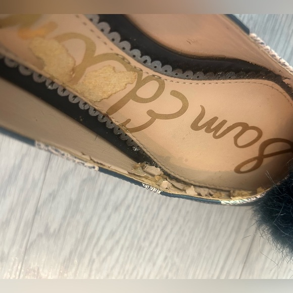 Sam Edelman Pointy Toe Flats Navy Sheep Print with Poms Size 6.5 - Picture 5 of 6